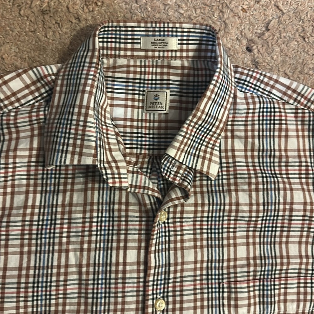 Peter Millar Mens Long Sleeve Button-Down Shirt Plaid Multicolor Size L - Picture 3 of 5